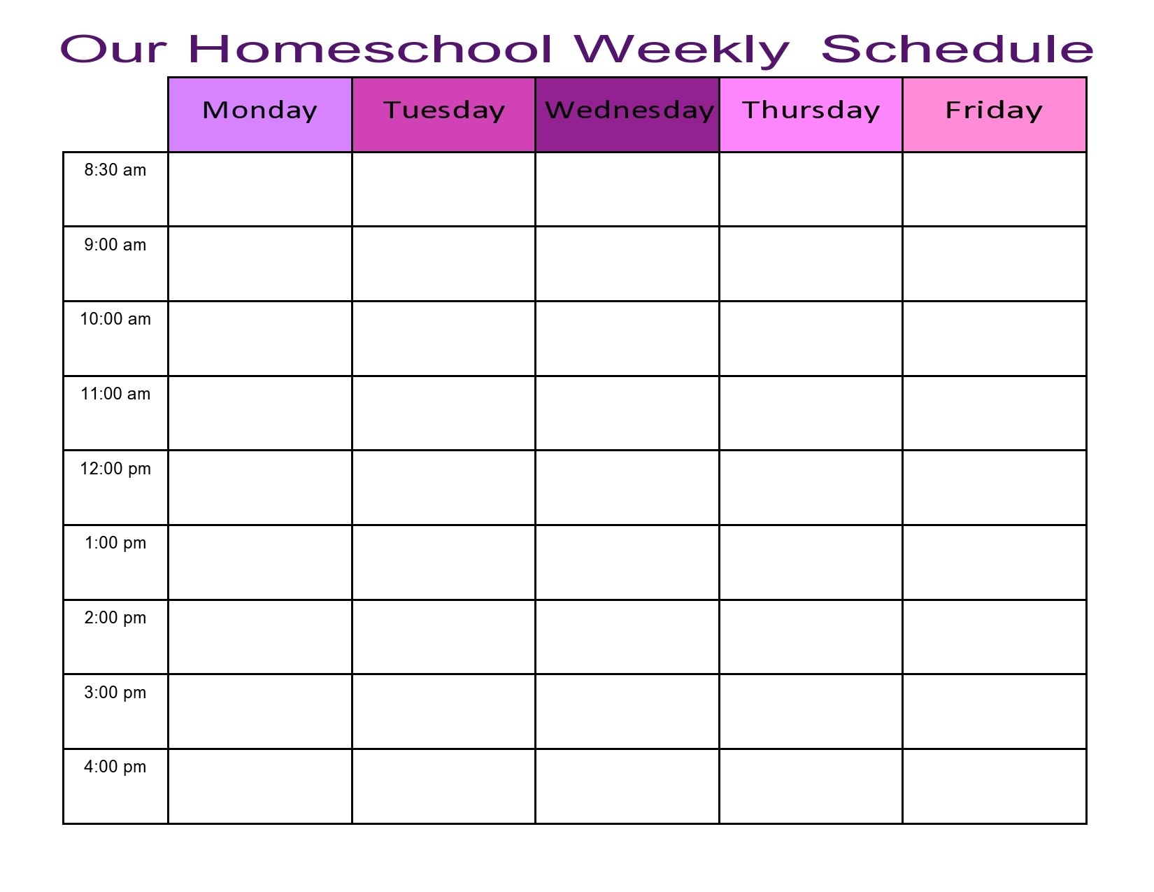 44 Editable Homeschool Schedule Templates FREE 