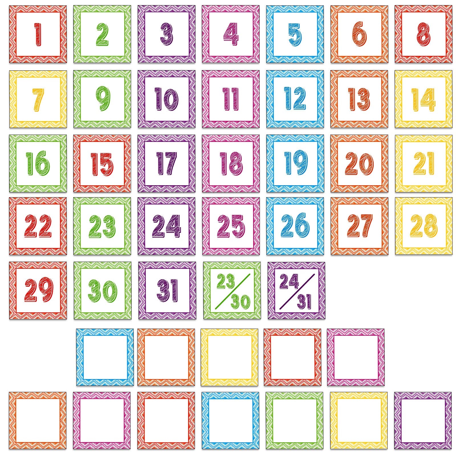 Calendar Numbers Printable Free