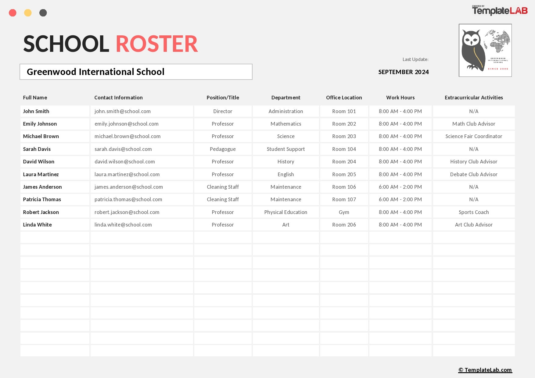 46 Class Roster Templates Class List Examples 