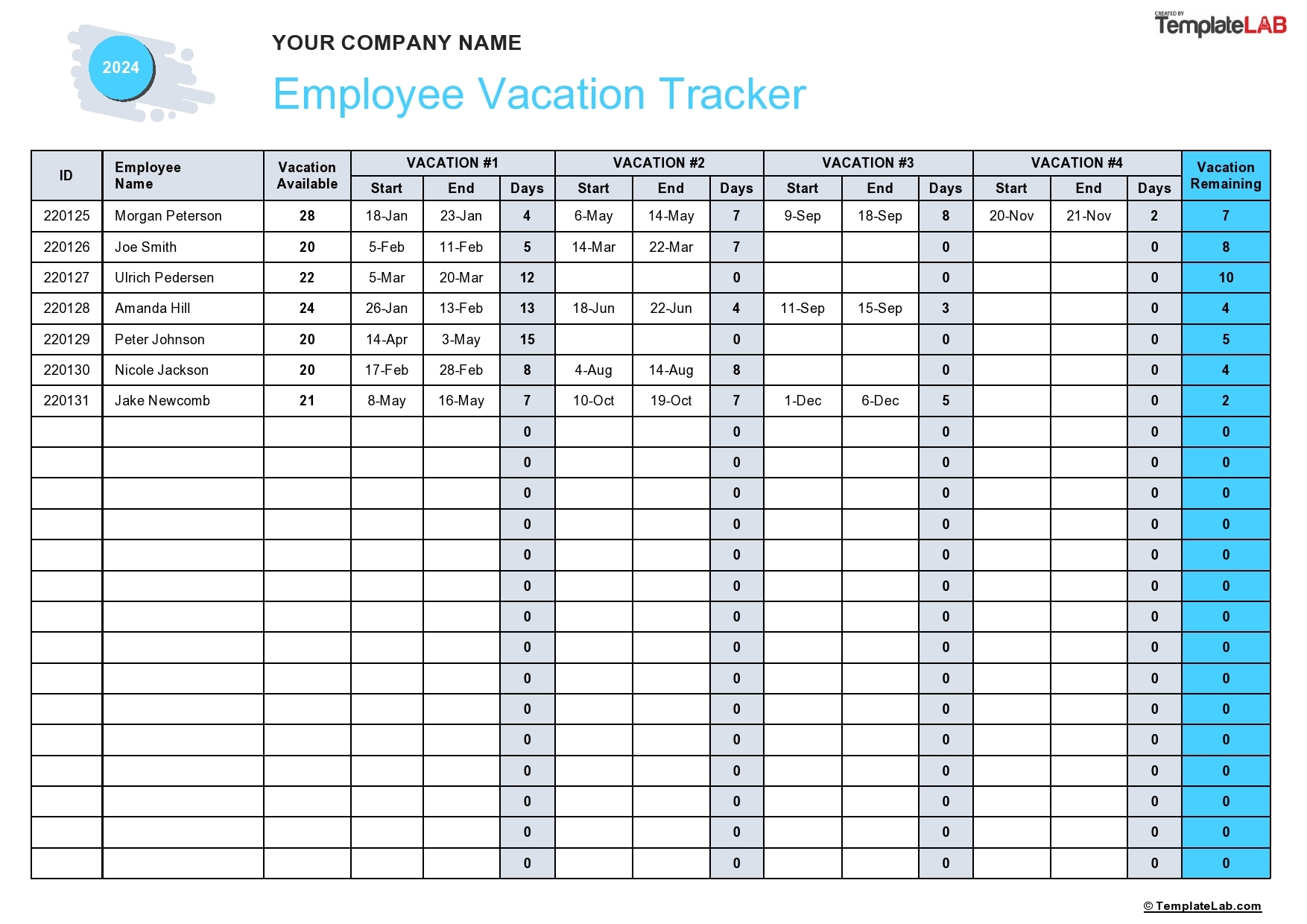 47 Employee Vacation Trackers Excel Word TemplateLab