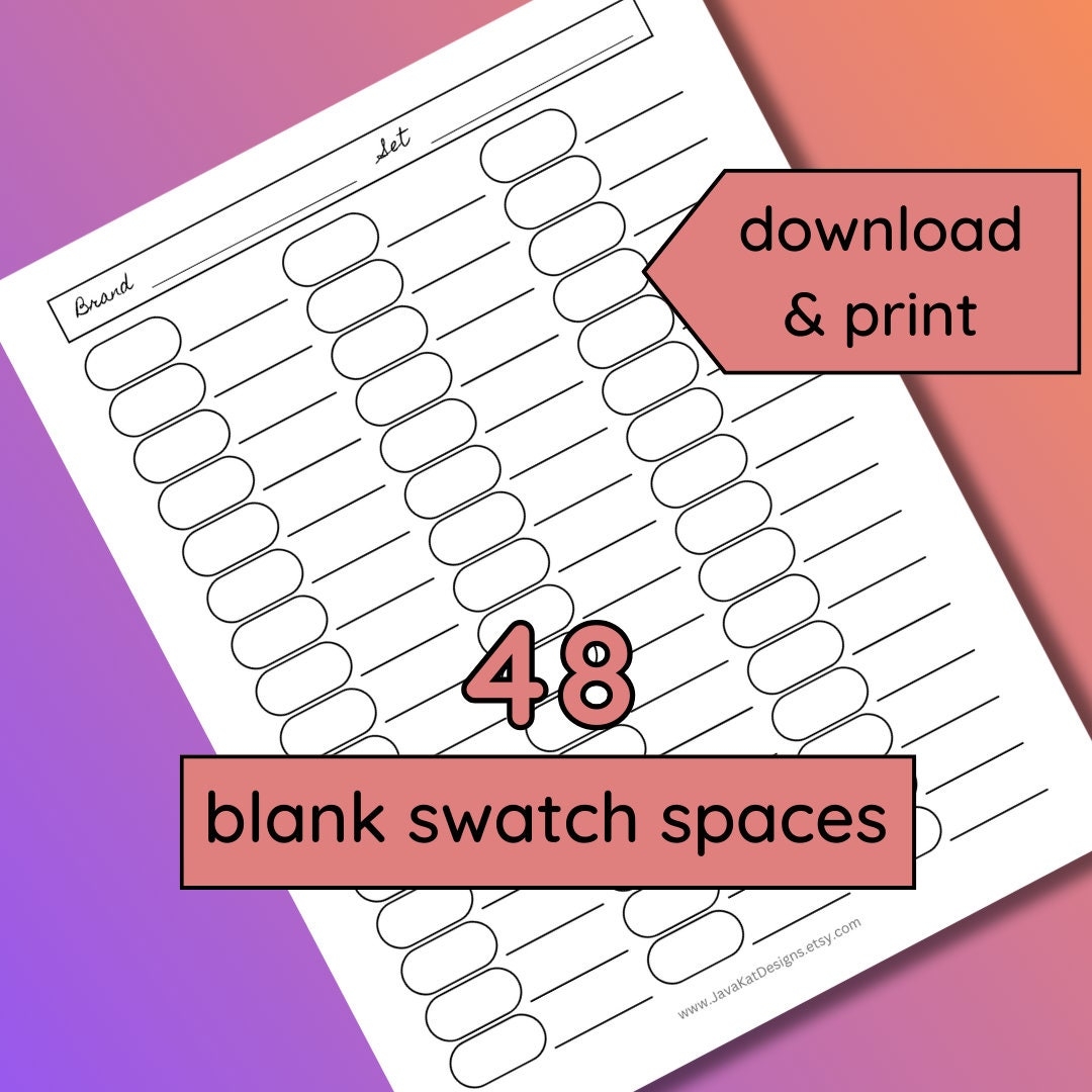 Printable Blank Color Swatch Chart