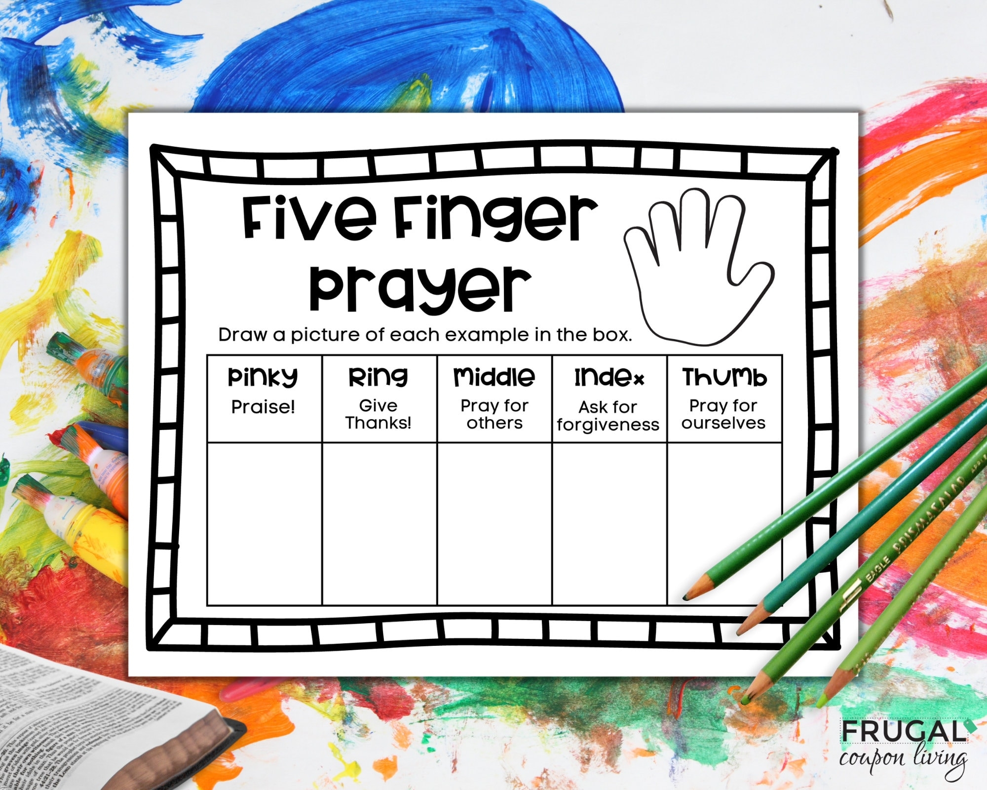 5 Finger Prayer Printable 5 Finger Prayer Method Sunday School Coloring Sheets For Kids Sunday School Lessons Sunday School Activities Etsy