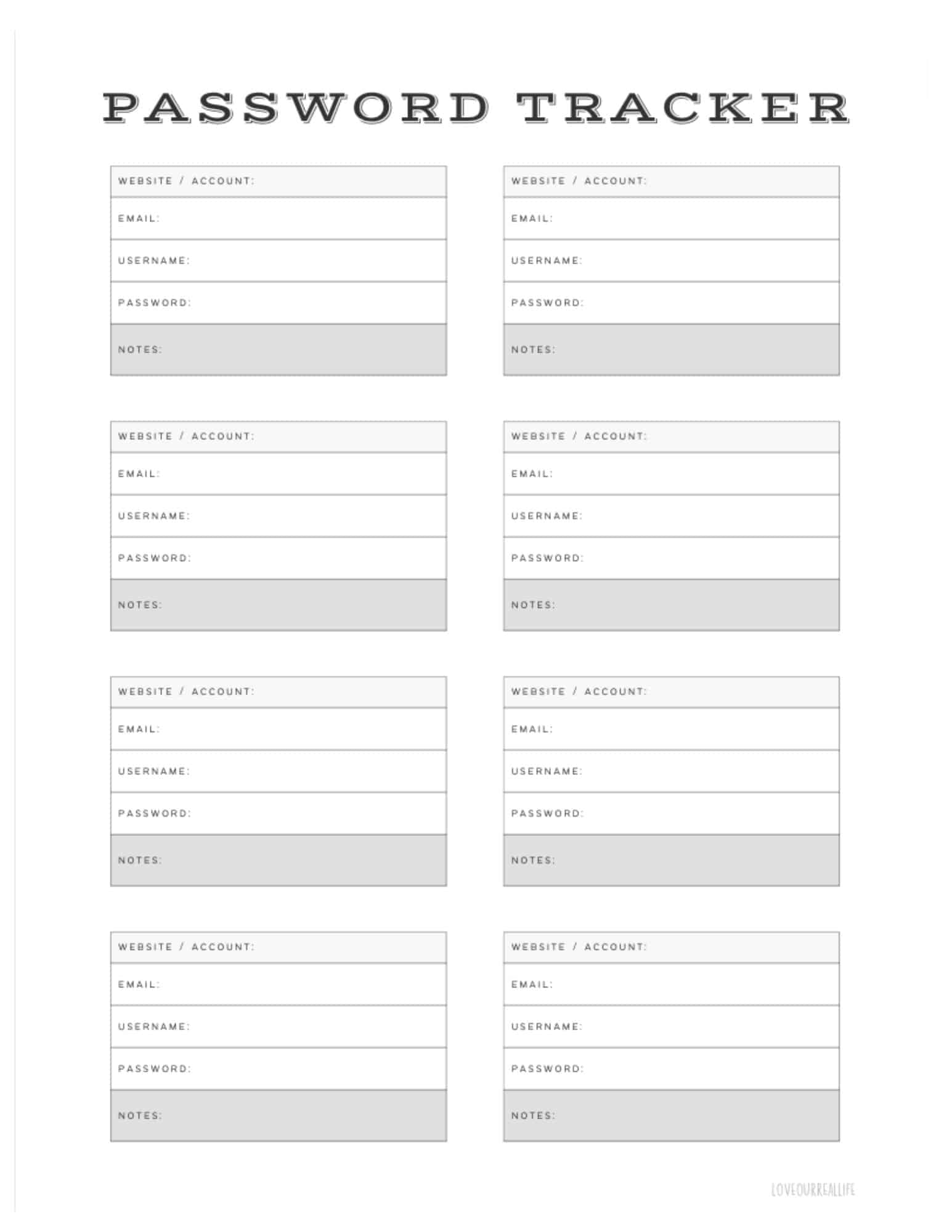 5 FREE Password Tracker Log Printable Templates To Download Love Our Real Life