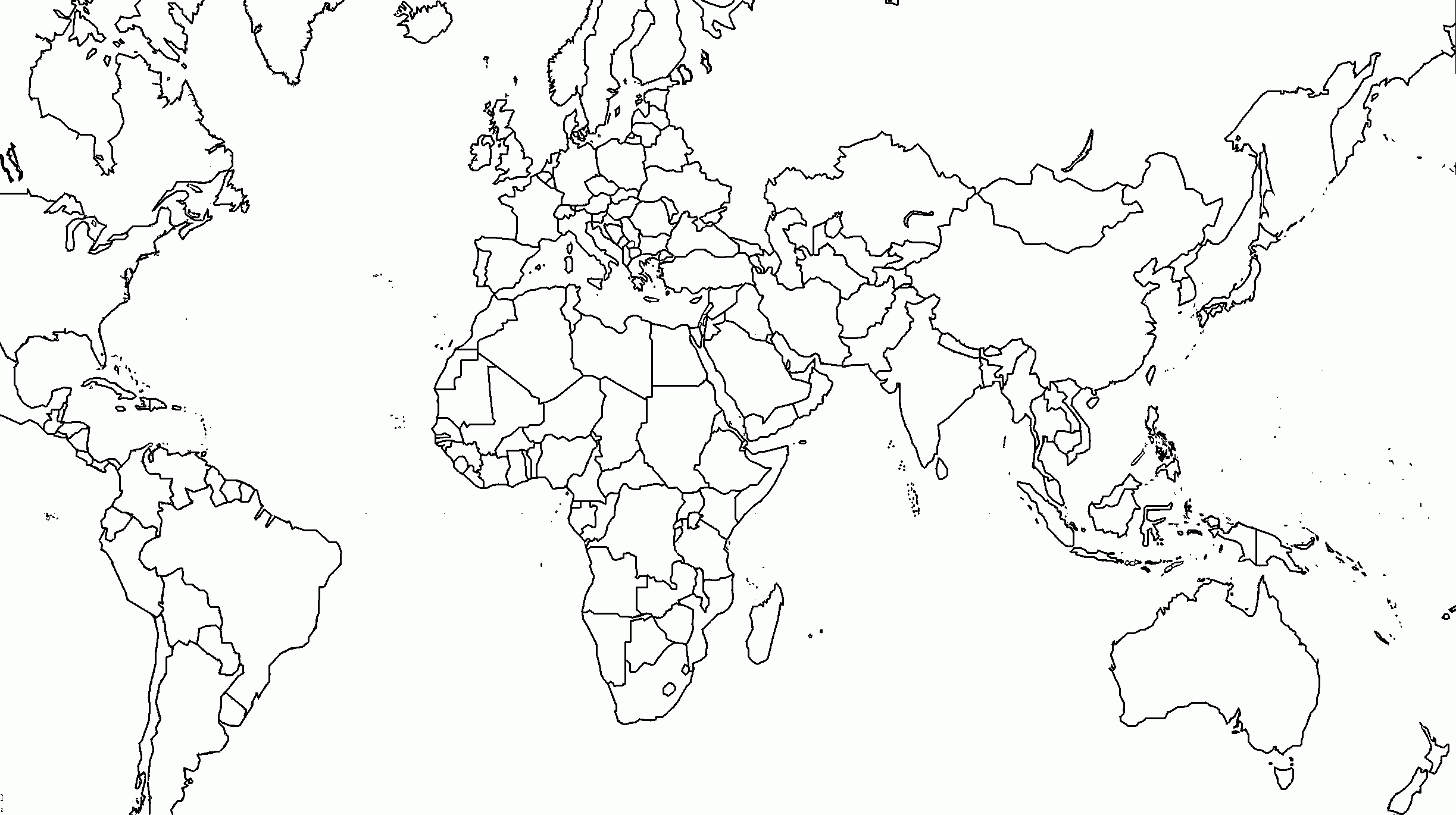 5 Free Printable Blank World Map With Countries Outline In PDF