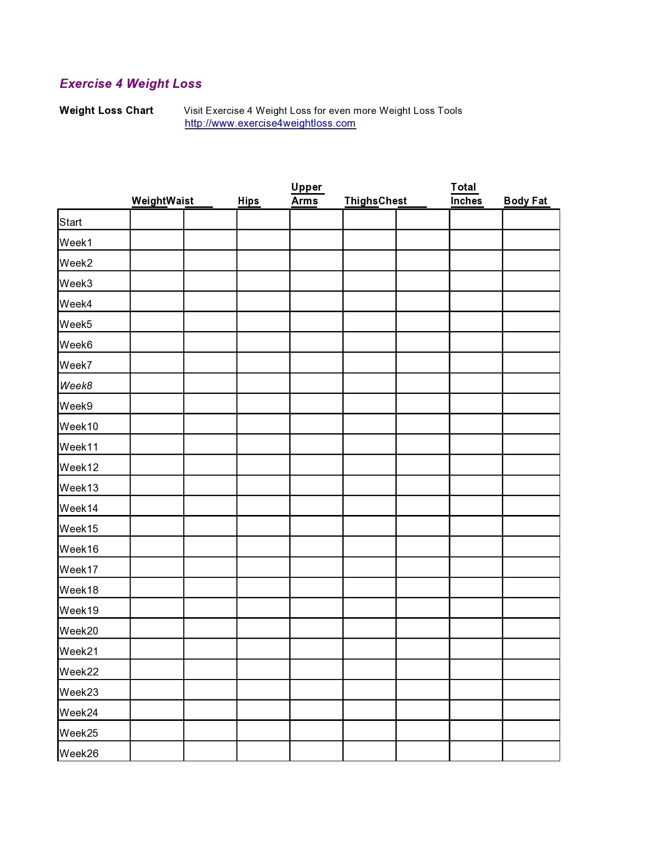 Free Weight Loss Chart For Chf