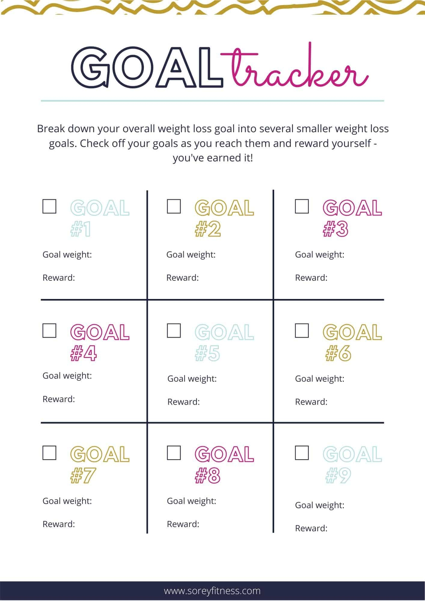 Printable Weight Loss Reward Chart
