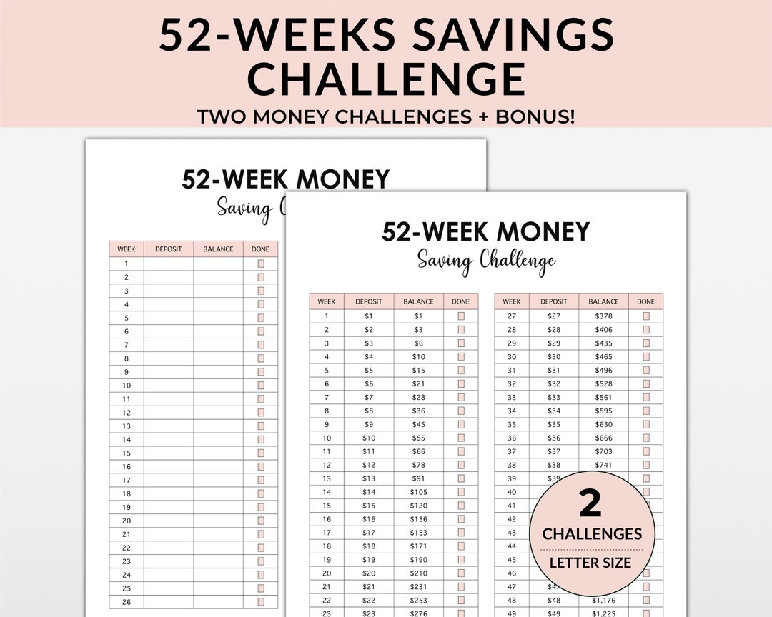 52 Week Challenge Printable Chart