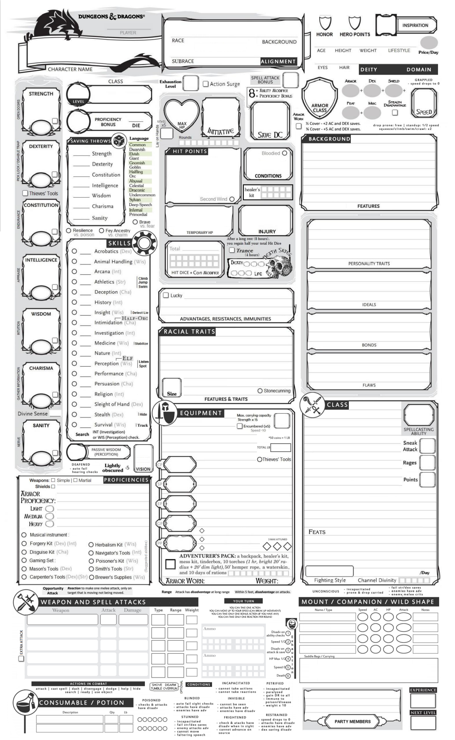 5th Edition Mash up Character Sheet EN World D D Tabletop RPG News Reviews