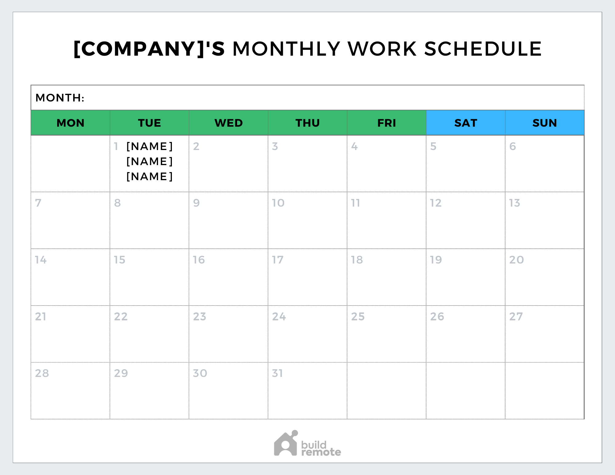 Printable Shift Work Calendar