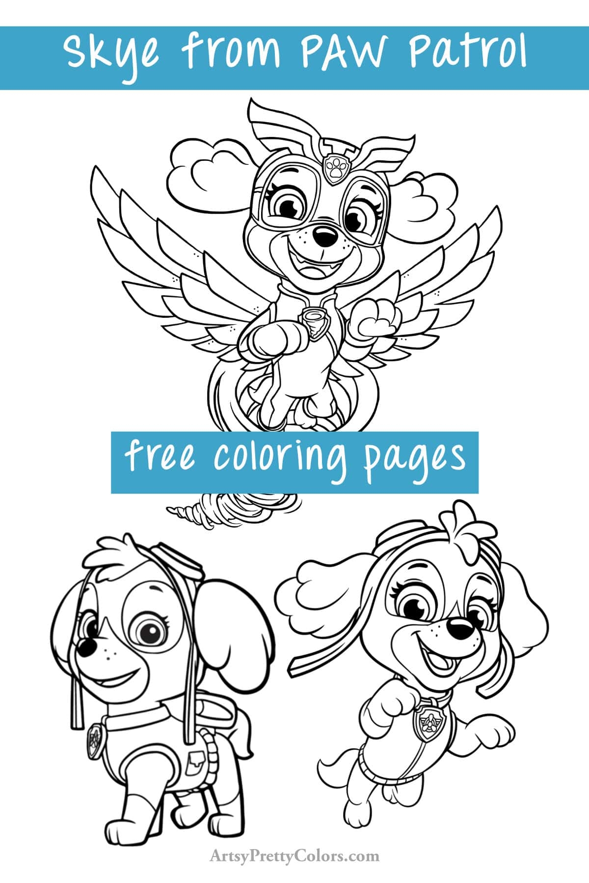 60 Cute Paw Patrol Skye Coloring Pages Free Artsy Pretty Colors