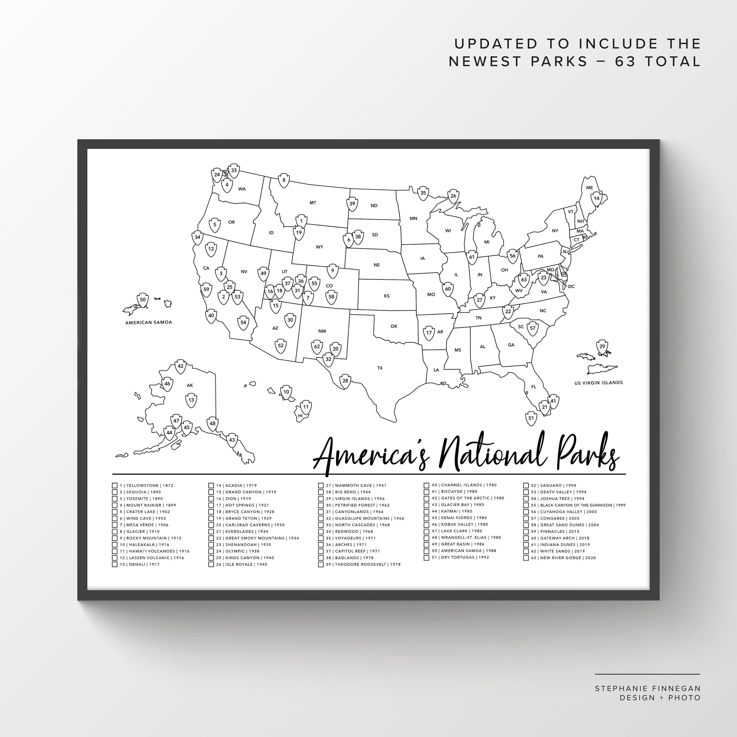 63 National Parks Map Printable Map Coloring Parks Map US 