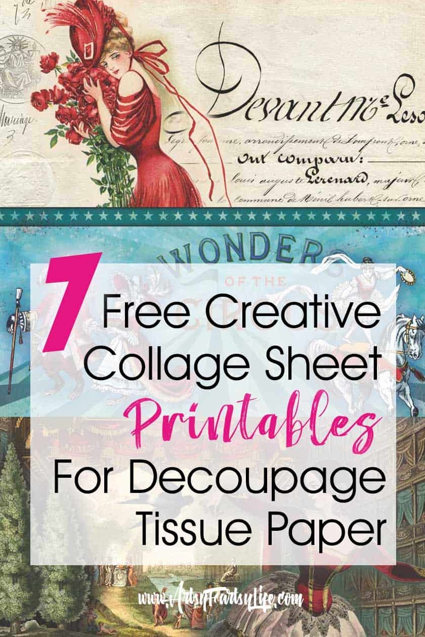 7 Free Creative Collage Sheet Printables For Decoupage Tissue Paper Artsy Fartsy Life