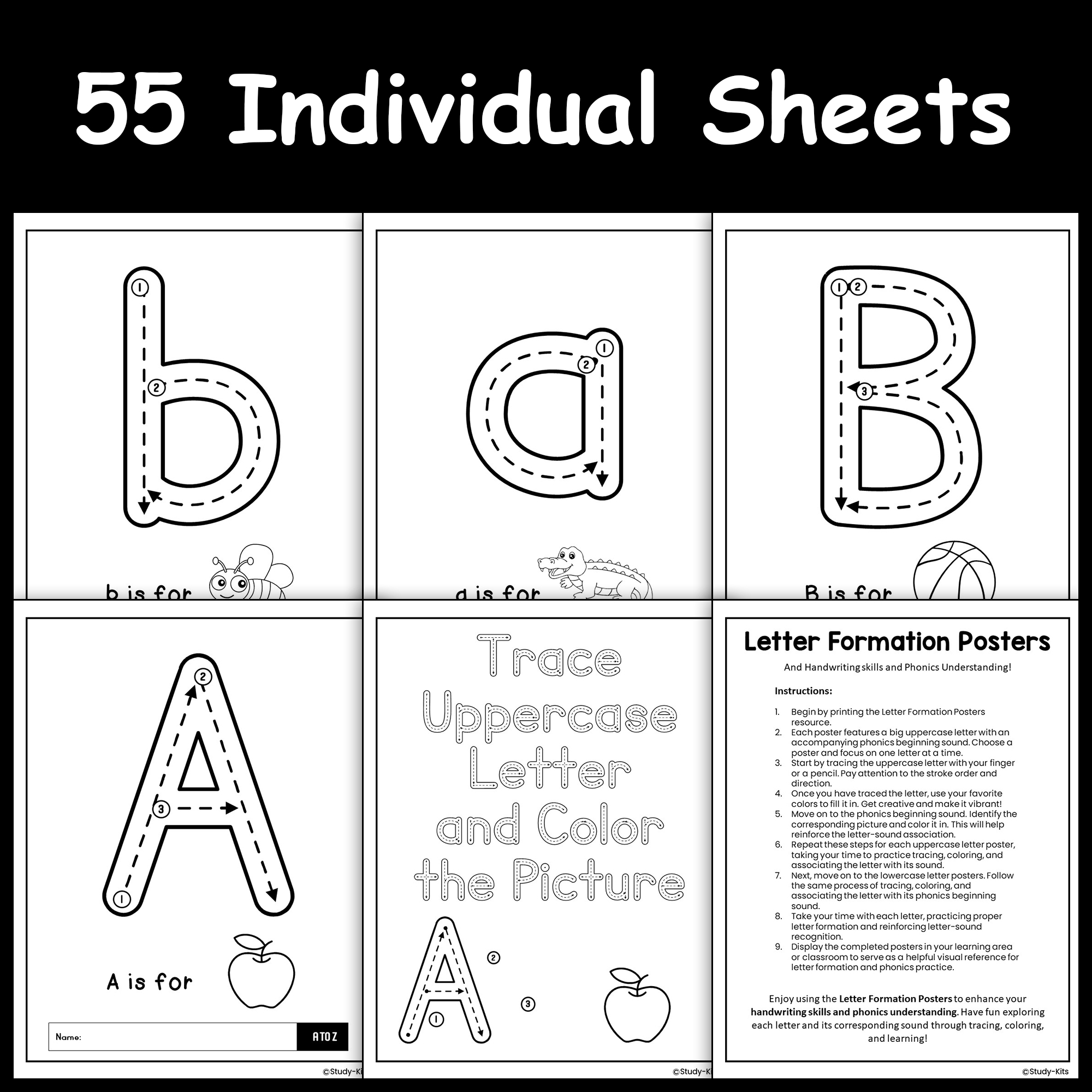 8x8 Inch Treat Bags Fundations Letter Formation Poster 22x34 Inch Educational Chart For Pre K Kindergarten 1st Grade Elementary School Teaching Supplies