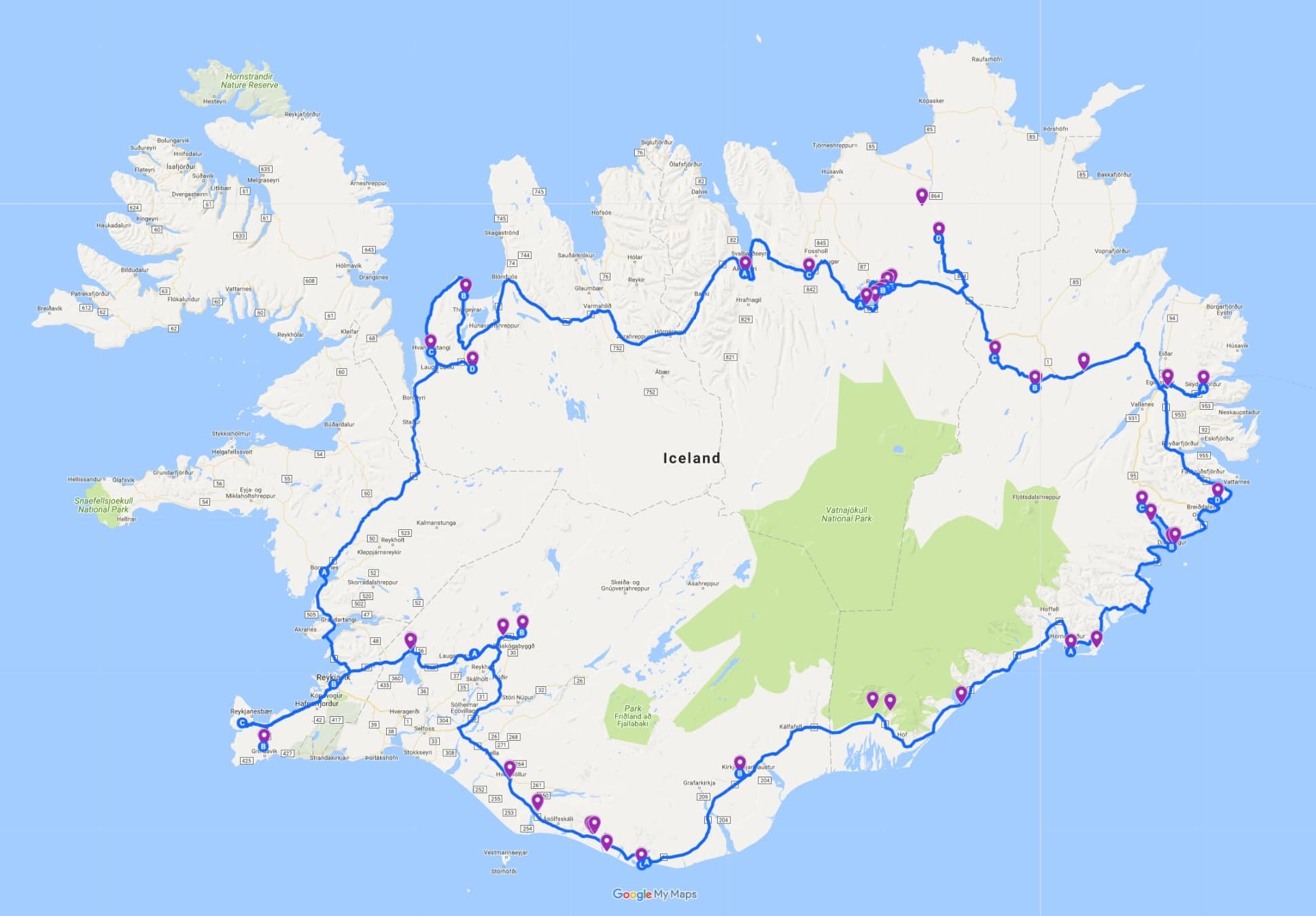 Printable Map Of Iceland Ring Road