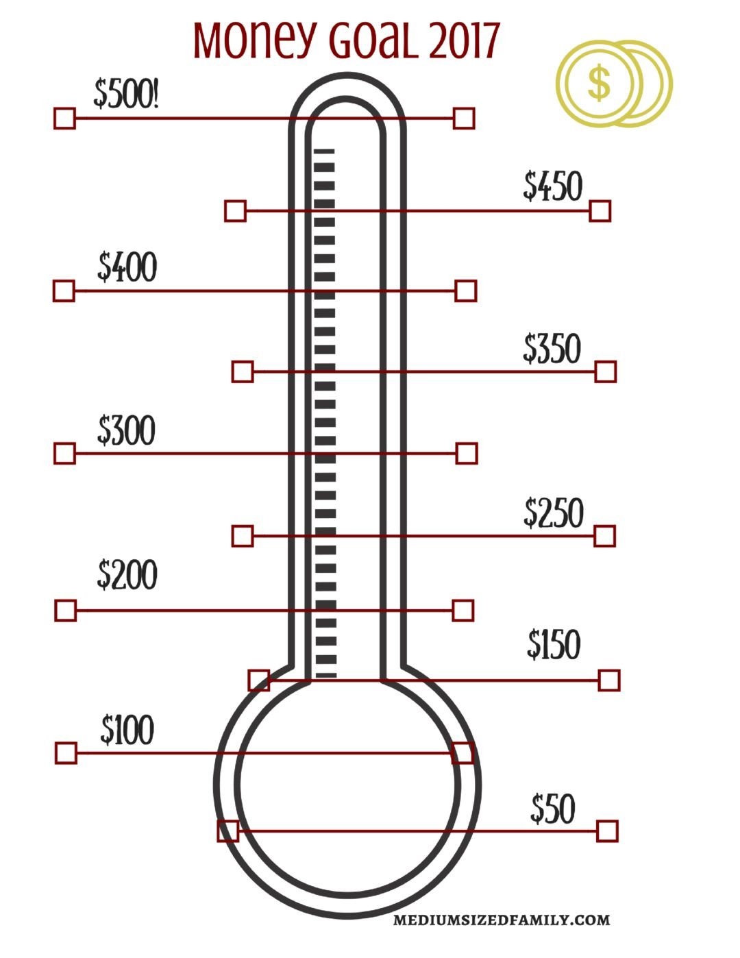 A Free Printable Thermometer Chart To Help Reach Your Money Goals