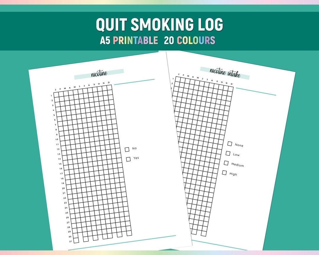 A5 Quit Smoking Tracker Printable Nicotine Reduction Journal Simple Stop Smoking Chart Daily Quit Smoking Log PDF Daily Tracker Etsy