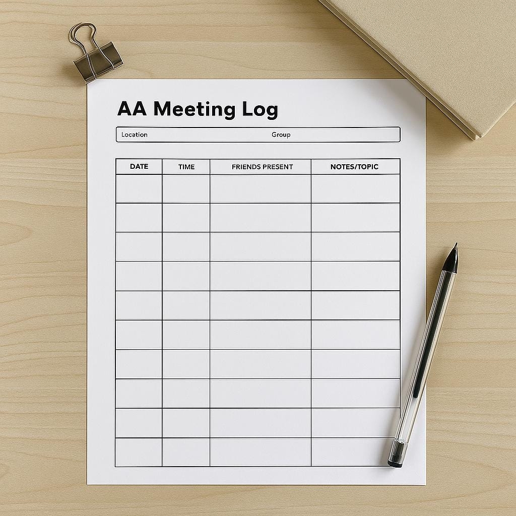 AA Meeting Attendance Log Printable Sobriety Tracker PDF Download Etsy