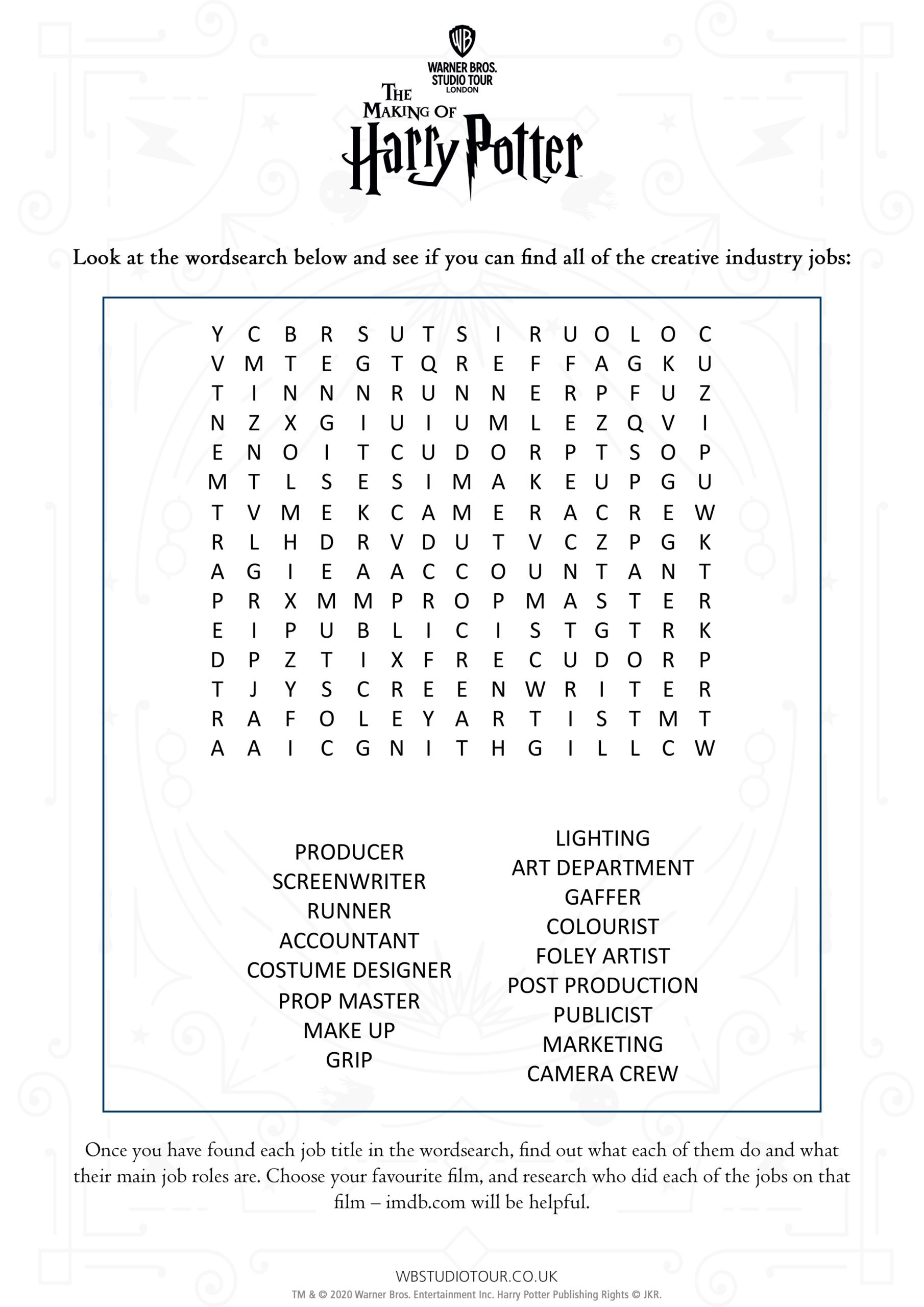 Printable Harry Potter Worksheets Pdf