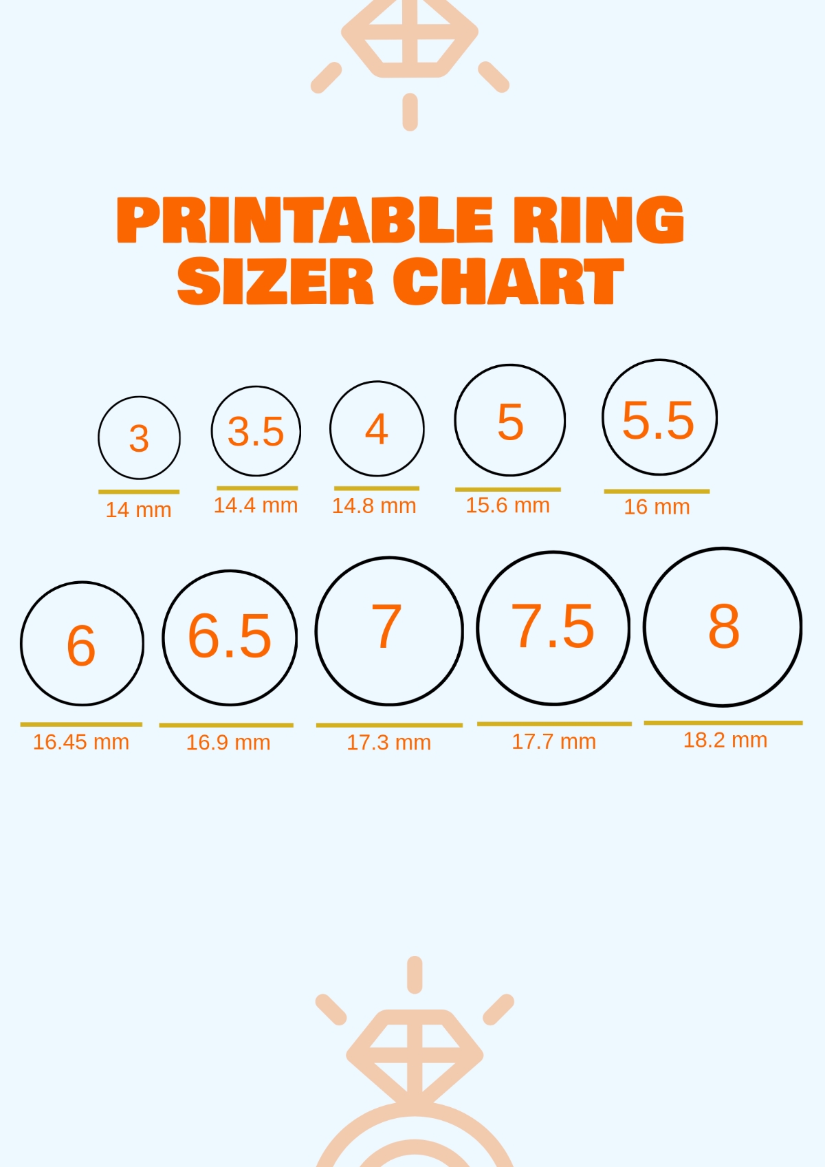Printable Actual Size Ring Size Chart Printable Actual Size Ring Size Chart