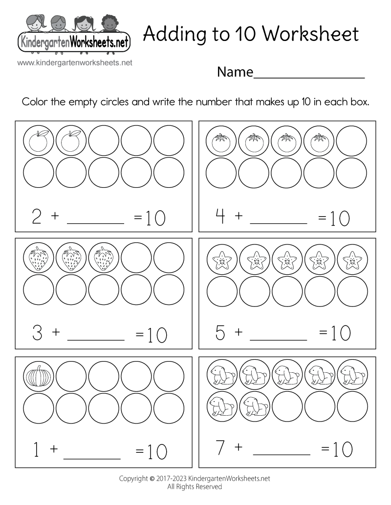 Addition To 10 Worksheets Free Printable