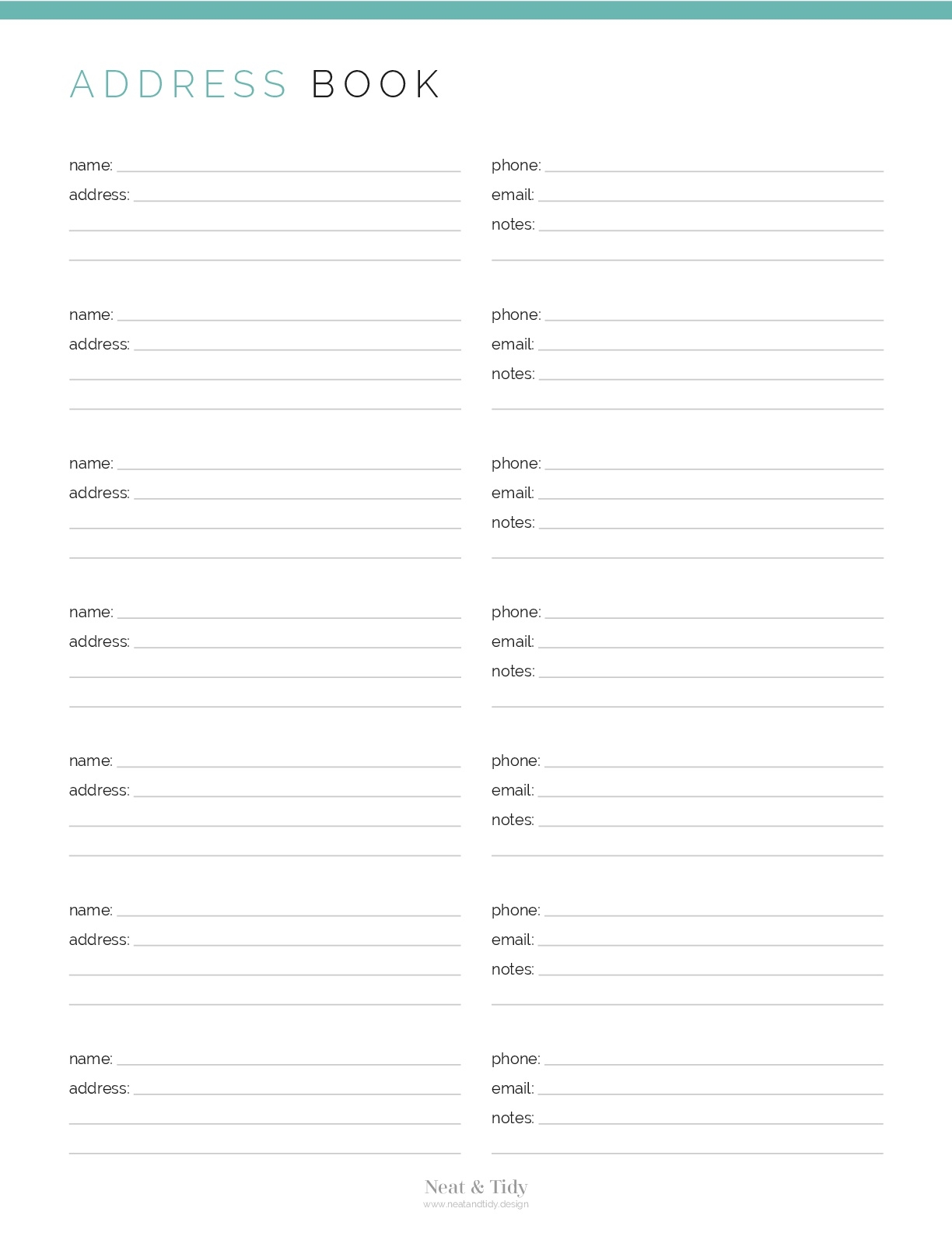 Address Phone Directory Neat And Tidy Design