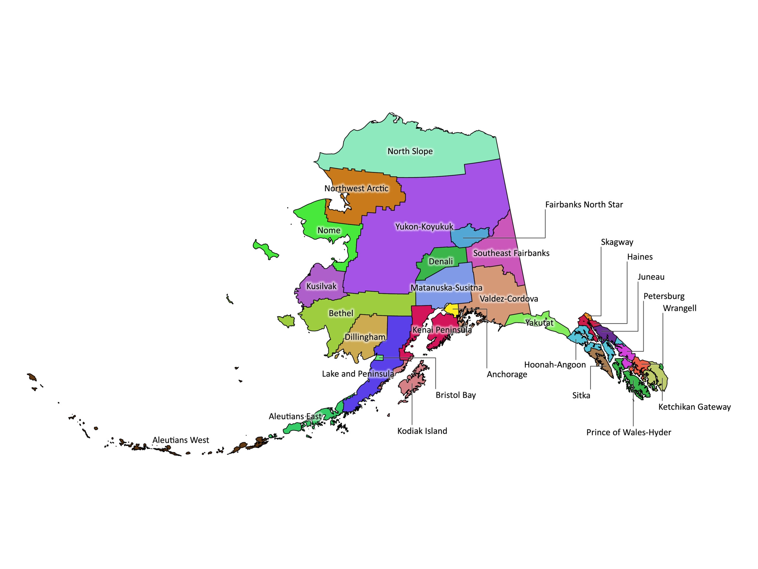 Alaska Labeled Map Labeled Maps