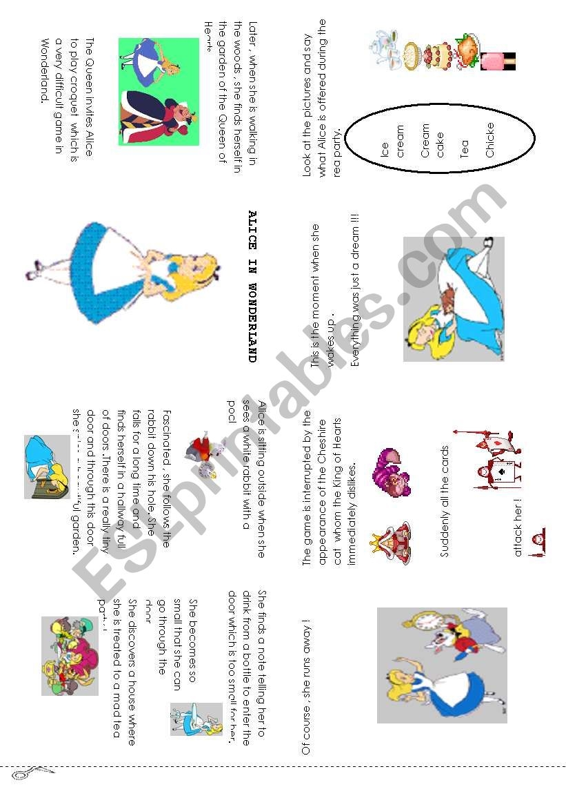 ALICE IN WONDERLAND MINI BOOK ESL Worksheet By Storyteller ALICE IN WONDERLAND MINI BOOK ESL Worksheet By Storyteller