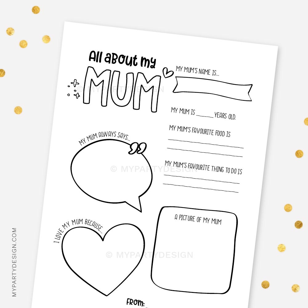 All About My Mum Printable PDF My Party Design