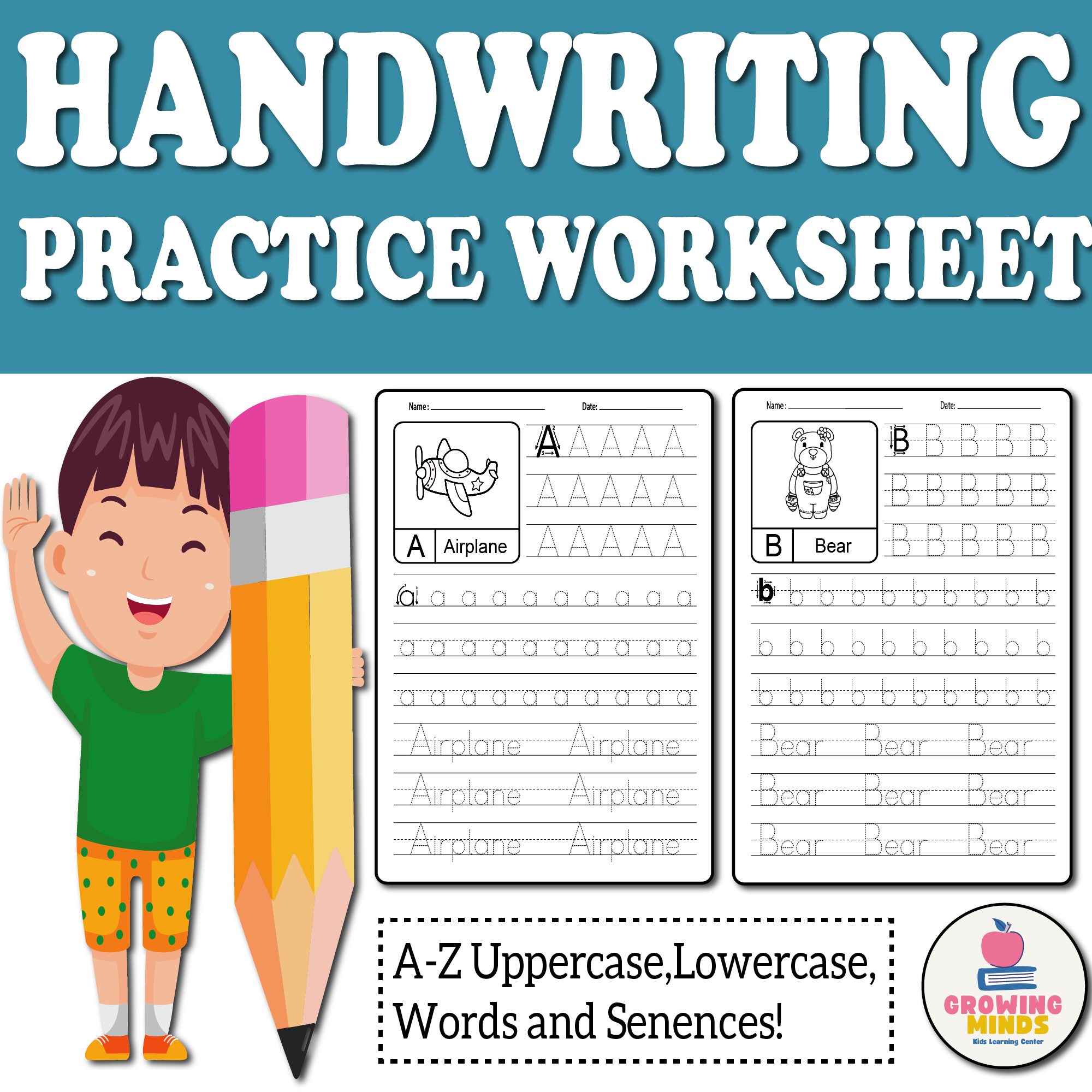 Alphabet ABC Handwriting Practice Worksheet Tracing Alphabet Phrases For Preschool Pre K And Ki Made By Teachers