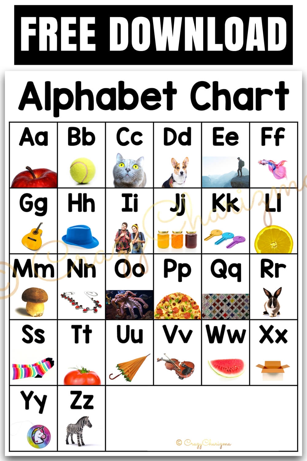 Free Printable Alphabet Picture Chart