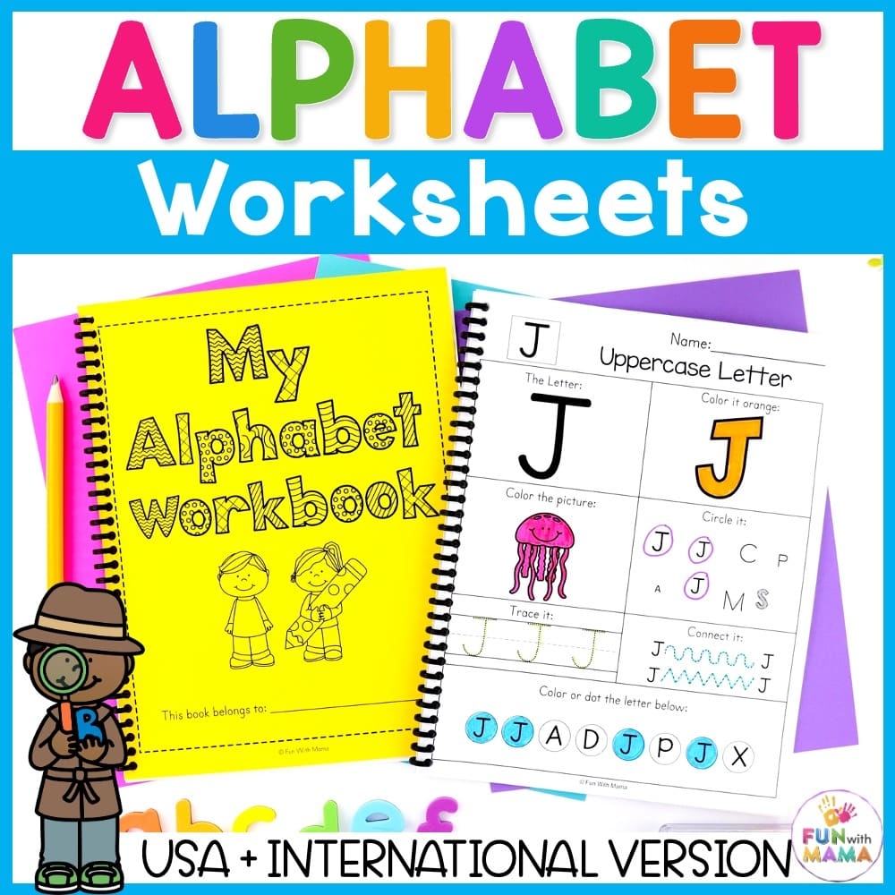 Alphabet Worksheets Letter Identification Workbook Fun With Mama Shop