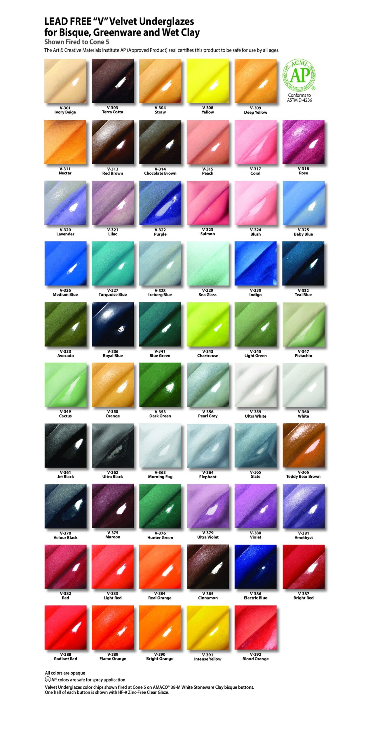 AMACO GLAZES VELVET UNDERGLAZE Artist Corner