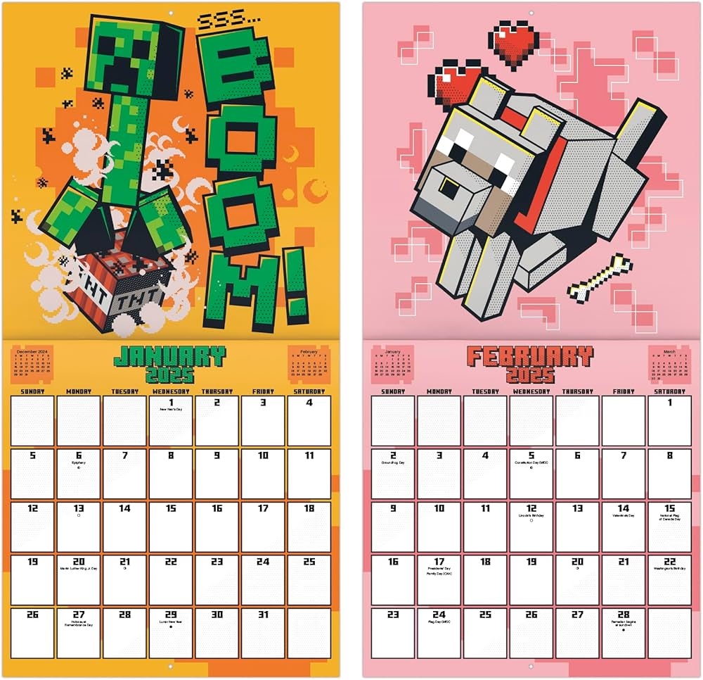 Amazon 2025 Minecraft Wall Calendar 9781438899275 Trends International Books