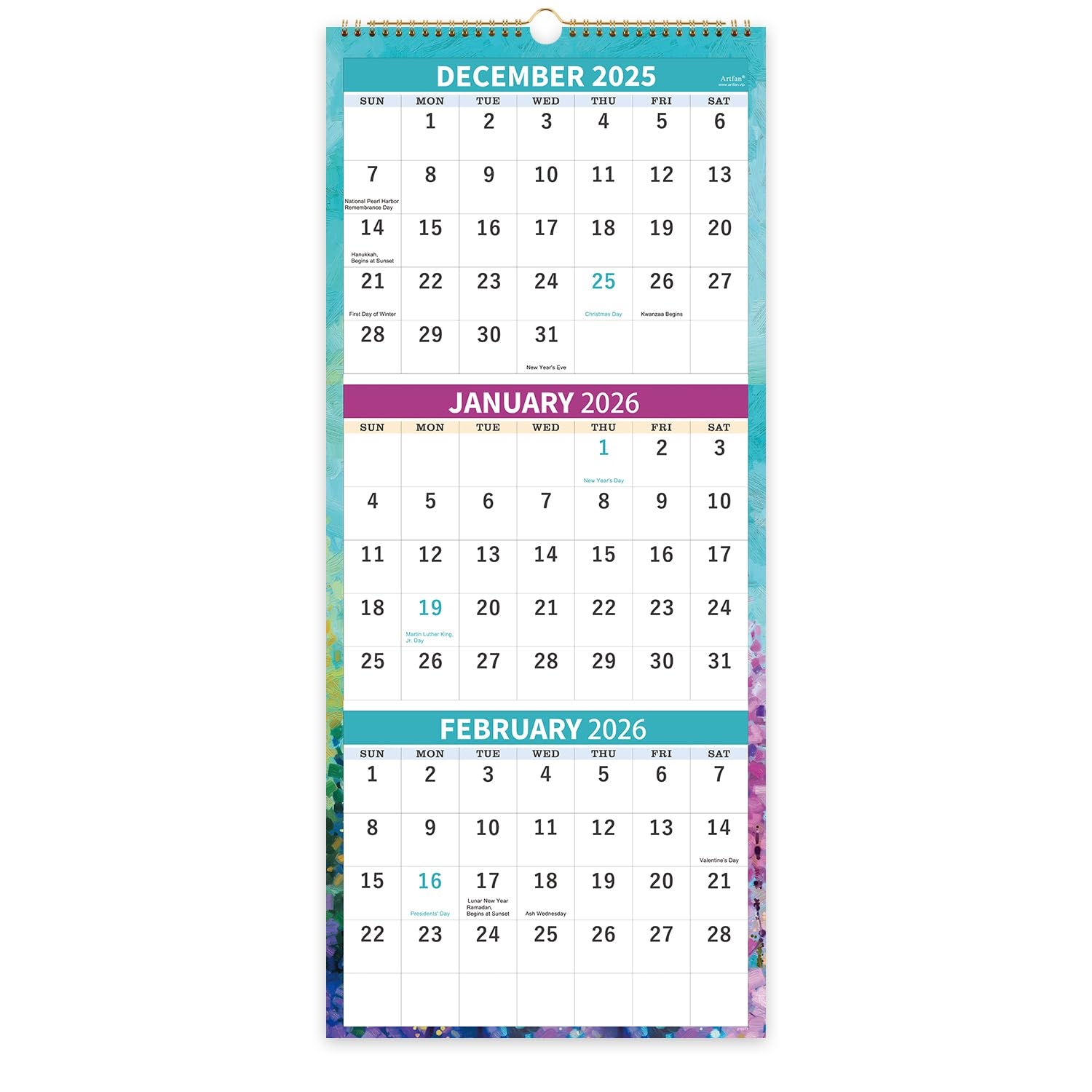 Amazon 2026 Calendar 2026 Wall Calendar Jan 2026 Dec 2026 3 Month Calendar 2026 Display Folded In A Month 11 X 26 3 Month Wall Calendar 2026 Oil Painting Office Products