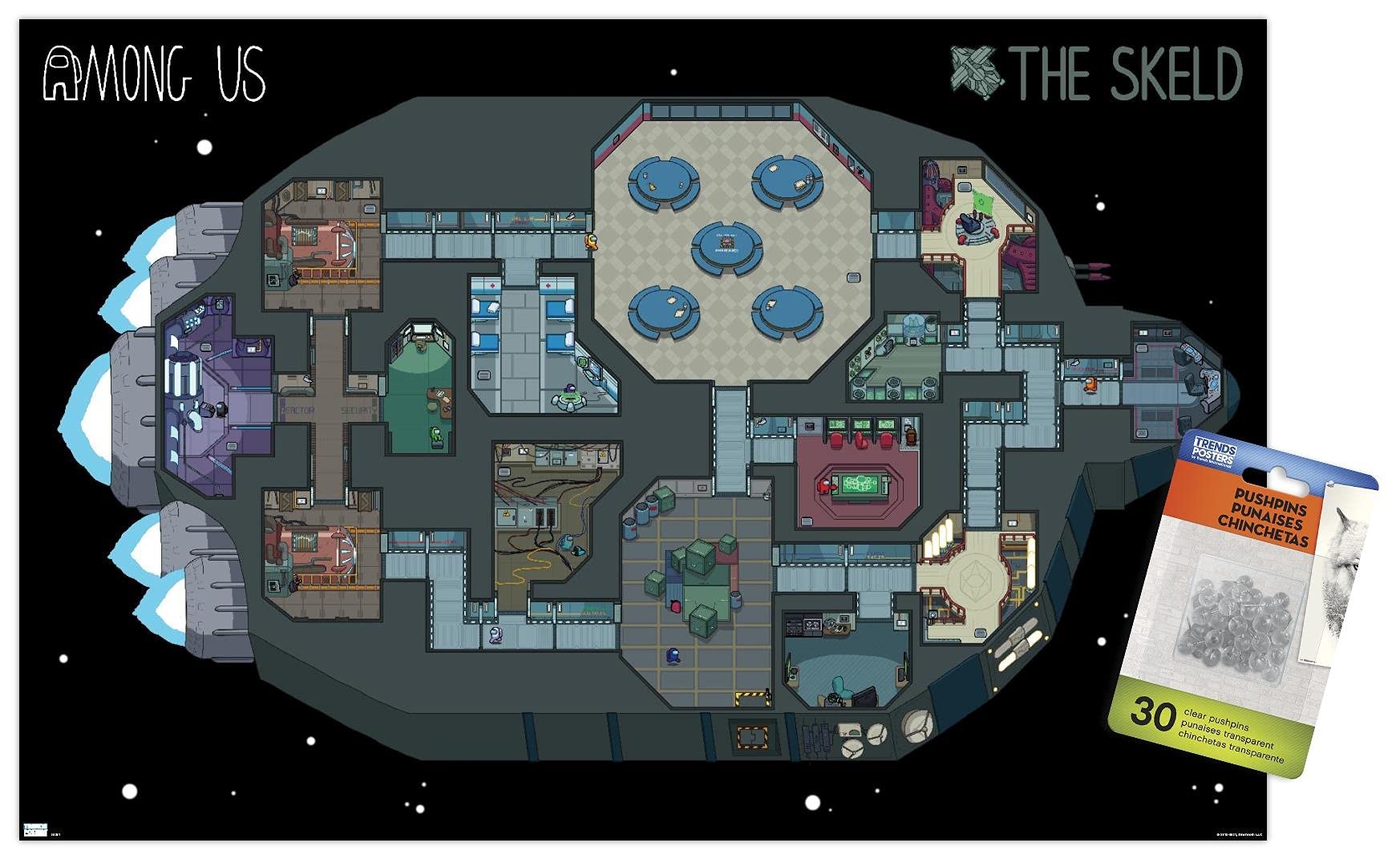 Amazon Among Us Skeld Map Wall Poster With Push Pins Office Products