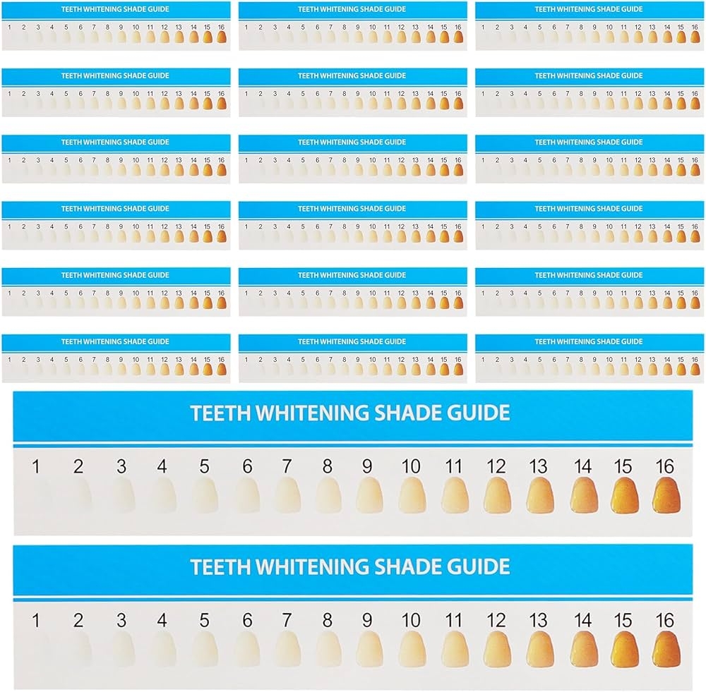 Amazon AUEAR 20 Pack Teeth Shade Guide Whitening Chart Tooth Color Cards White Health Household