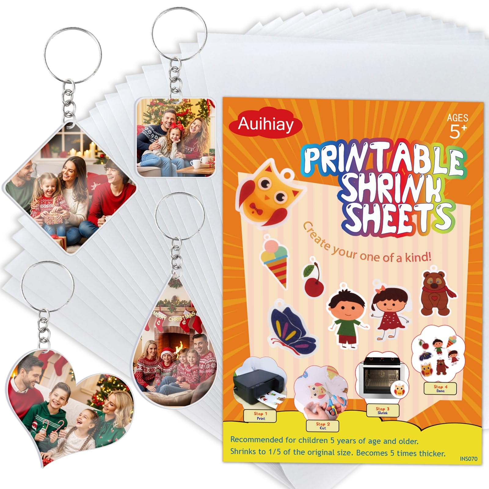 Amazon Auihiay 25 Sheets White Printable Shrink Plastic Sheets Shrink Films Papers For Inkjet Printer Kids DIY Crafts And Mothers Day Gifts Easter Ornament 8 3 X 11 6 Inch 21 X 29 5 Cm Industrial Scientific