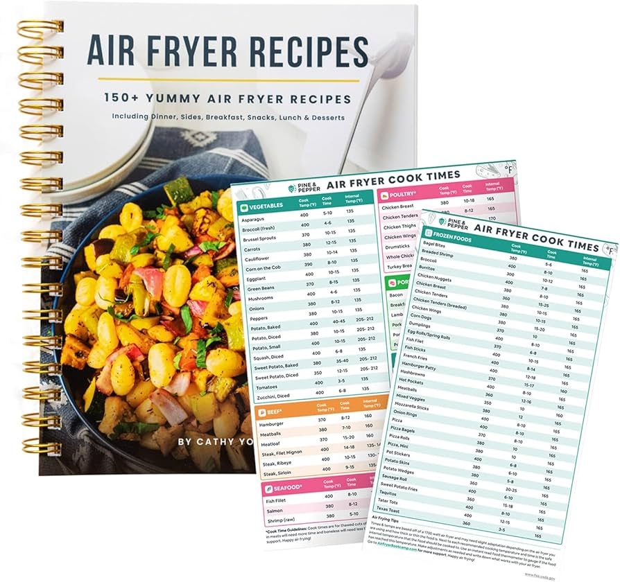 Amazon Cathy Yoder s Pine Pepper Easy Air Fryer Recipe Book With Air Fryer Magnetic Cheat Sheet Cookbook And Quick Reference Guide For 150 Meals Books