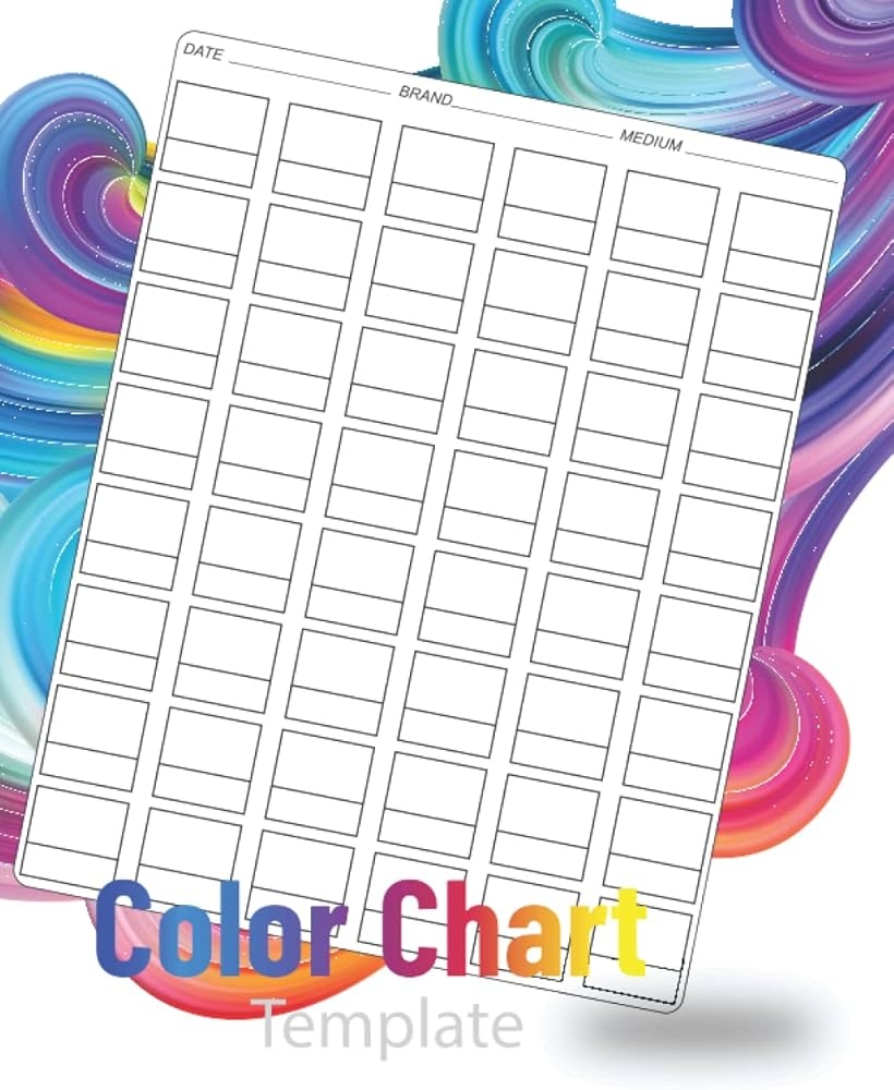 Amazon Color Chart Template 48 Color Swatch page For Record 3600 Different Colors 100 Pages 8 5 x11 one Blank One Full Publishing Col Red Books
