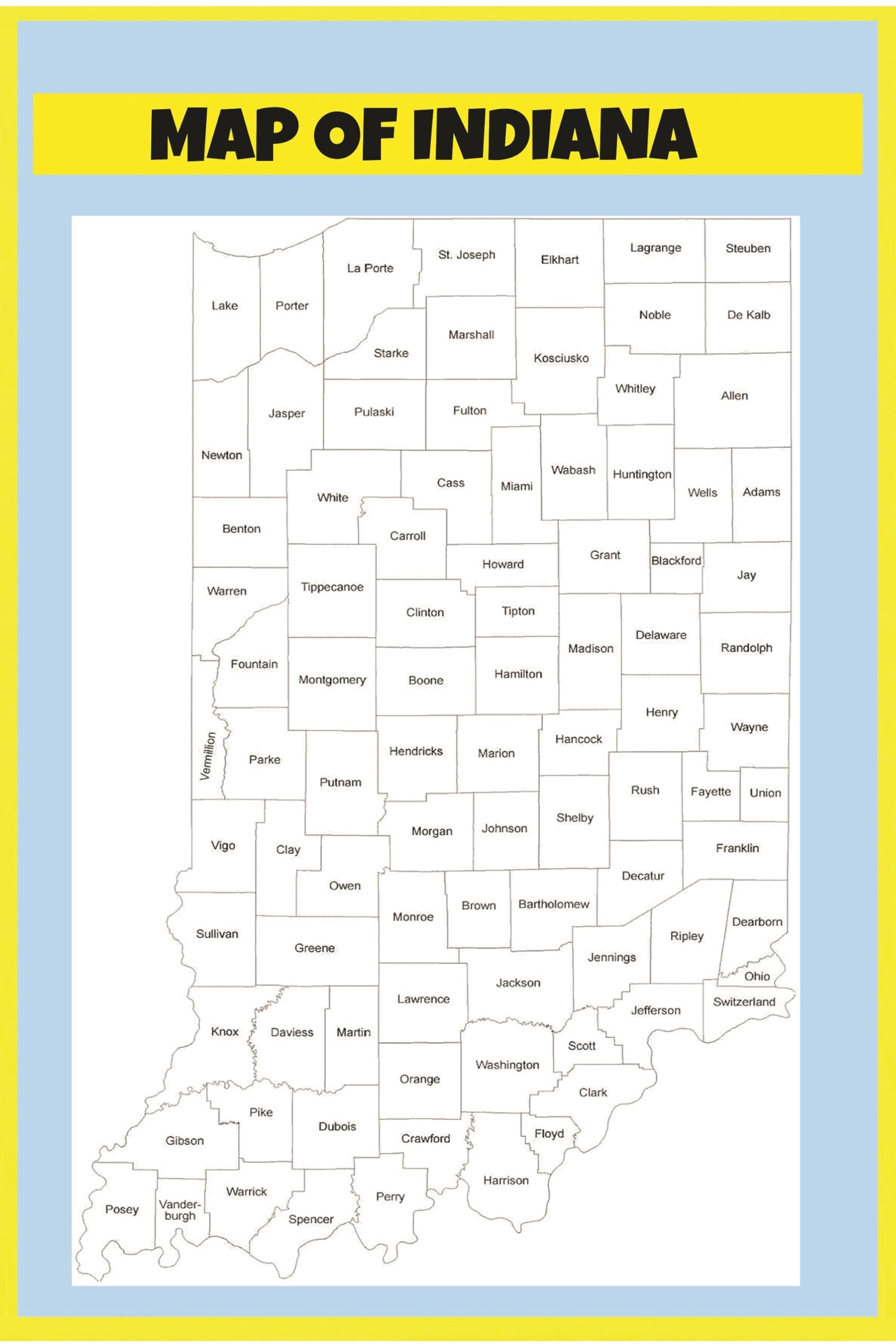 Printable Indiana Map Printable Indiana Map