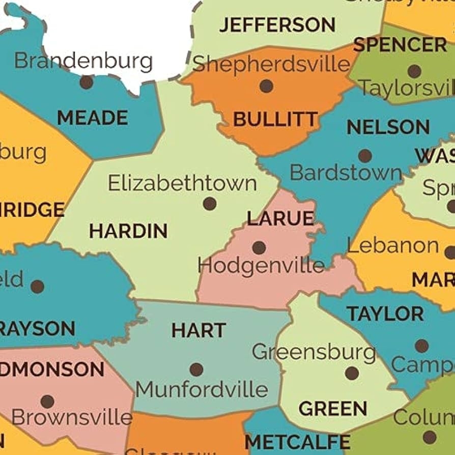 Amazon Kentucky Counties Map Standard 36