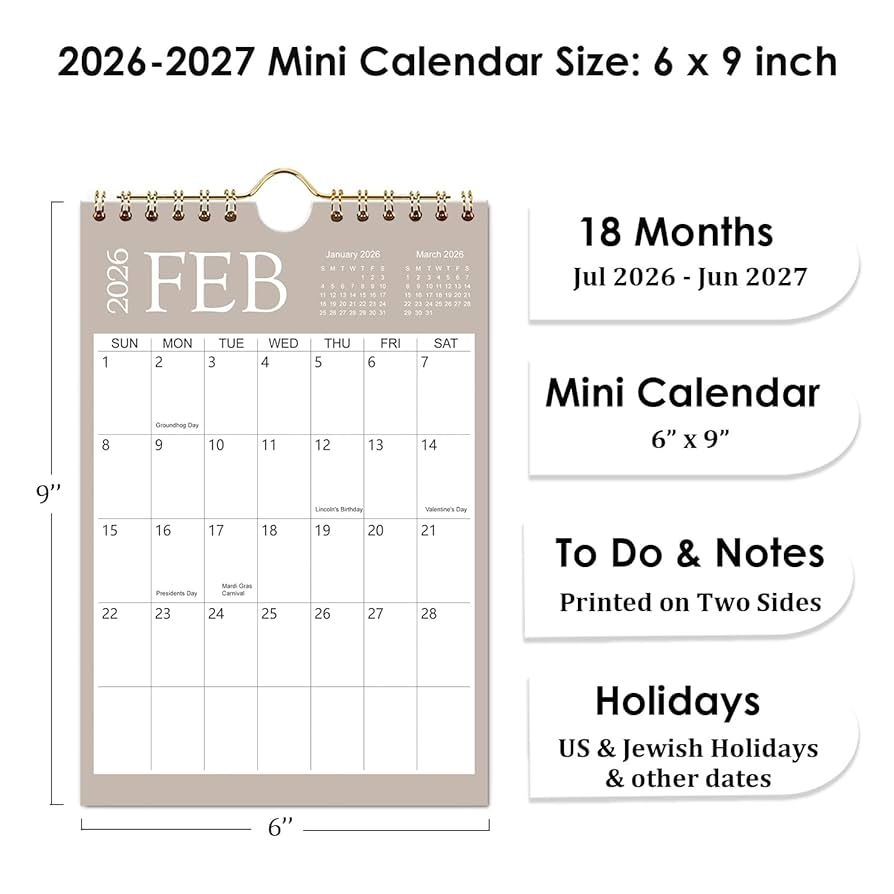 6 Month Calendar 2026 Printable Free