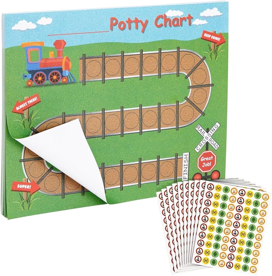Amazon Potty Training Chart Sticker Incentive Chart For Toddlers Train Themed Layout Potty Training Incentives For Boys Reward Train Sticker Sheets 50 Ct 10 3 X 8 3 In Office Products