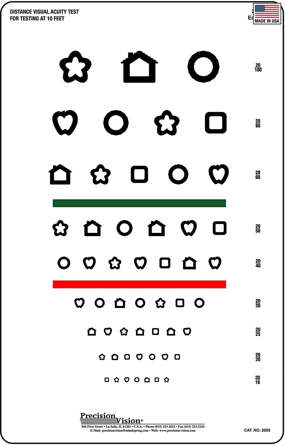 Amazon Precision Vision Kids Red And Green Stripe Eye Chart Test Industrial U0026 Scientific