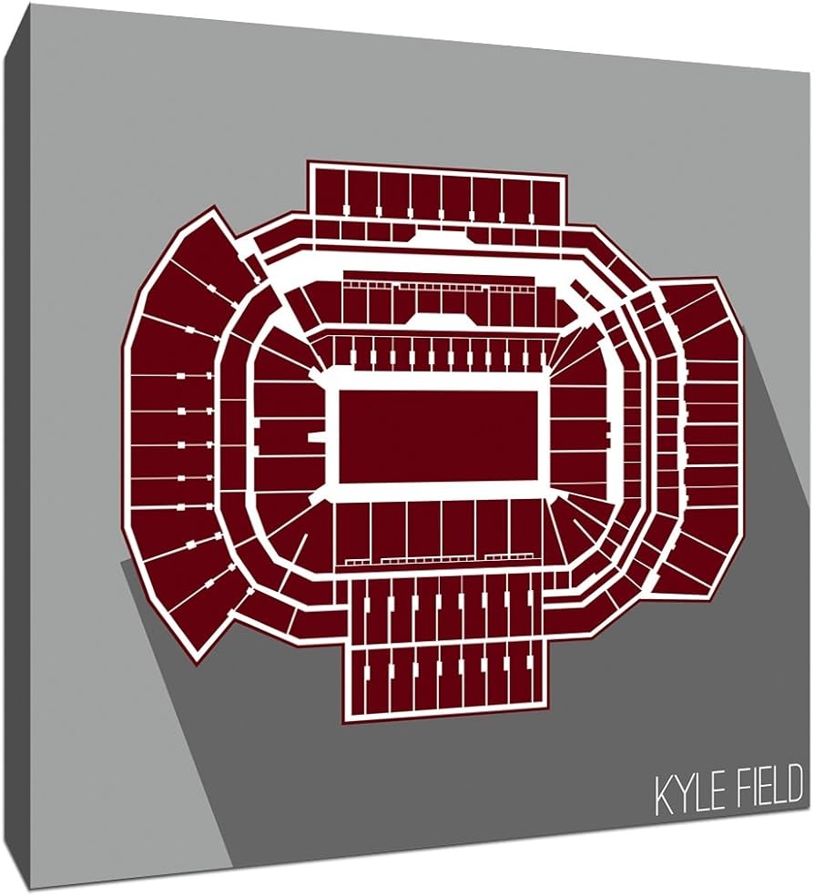 Amazon Texas A M Kyle Field College Football Seating Map 24x24 Gallery Wrapped Canvas Wall Art Posters Prints