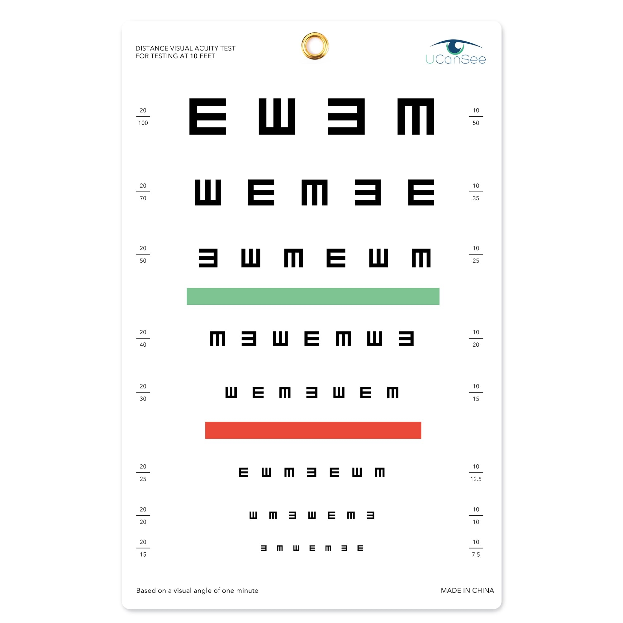 Amazon UCanSee E Eye Chart Visual Acuity Chart For Eye Exams 