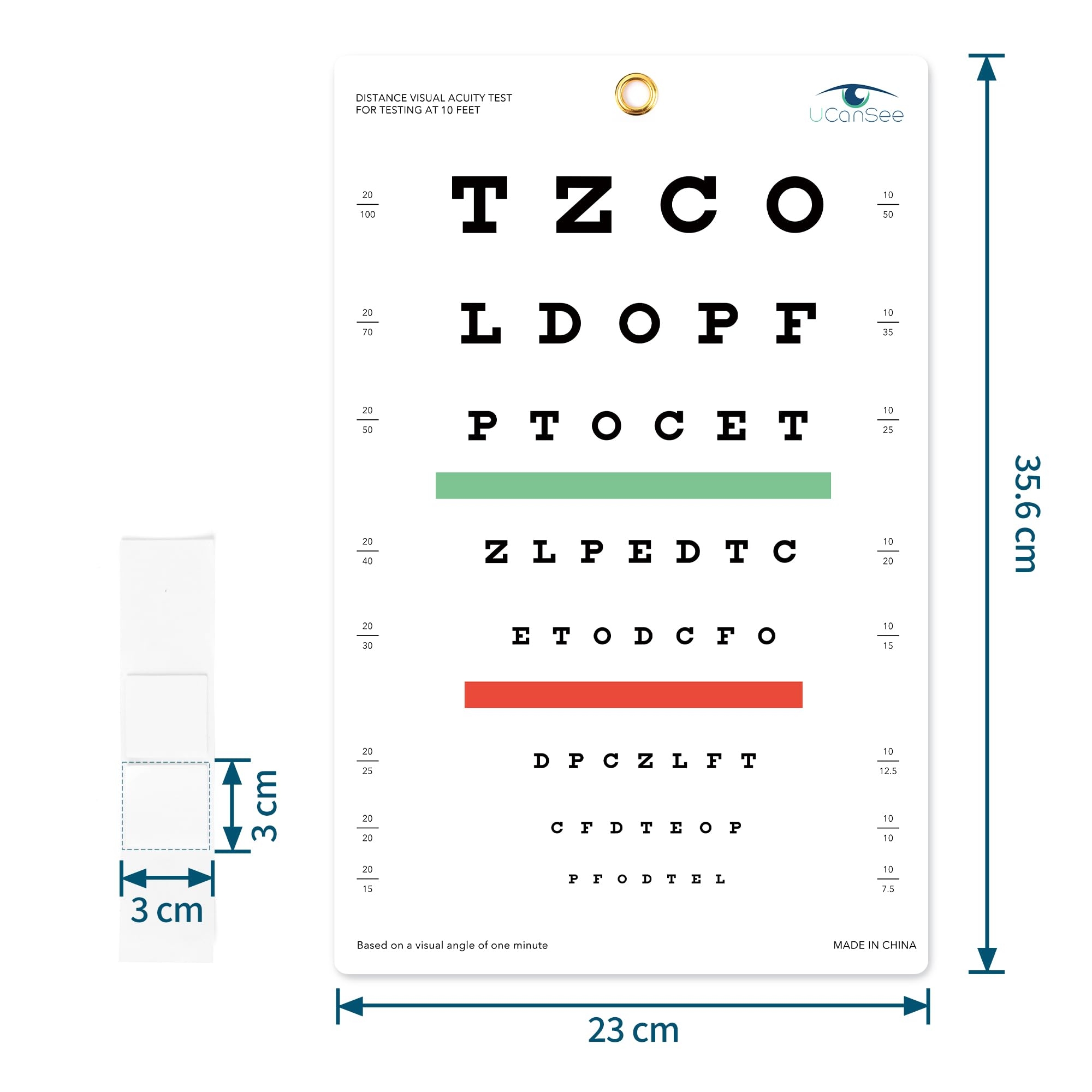 Amazon UCanSee Snellen Eye Chart Visual Acuity Chart For Eye 