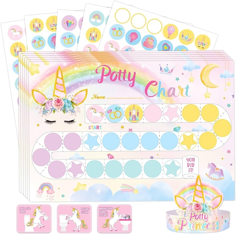 Amazon WERNNSAI Potty Training Chart Unicorn Toilet Training Reward Chart With 270 Potty Training Stickers Crown Pink Sticker For Girls Toddler Kids Ideal Gift Birthday Baby