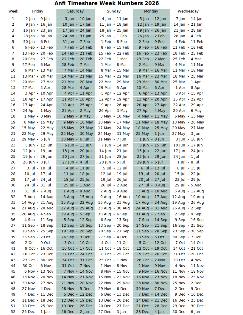 Anfi Timeshare Calendar Anfi UK Members Club Anfi Timeshare Calendar Anfi UK Members Club
