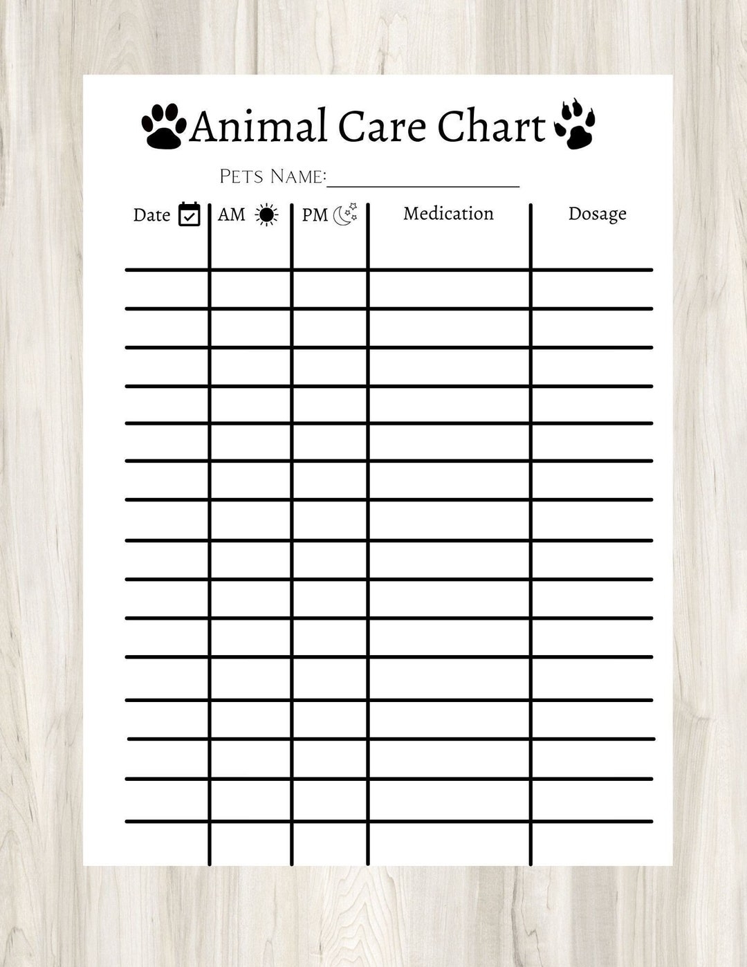 Free Printable Pet Care Charts